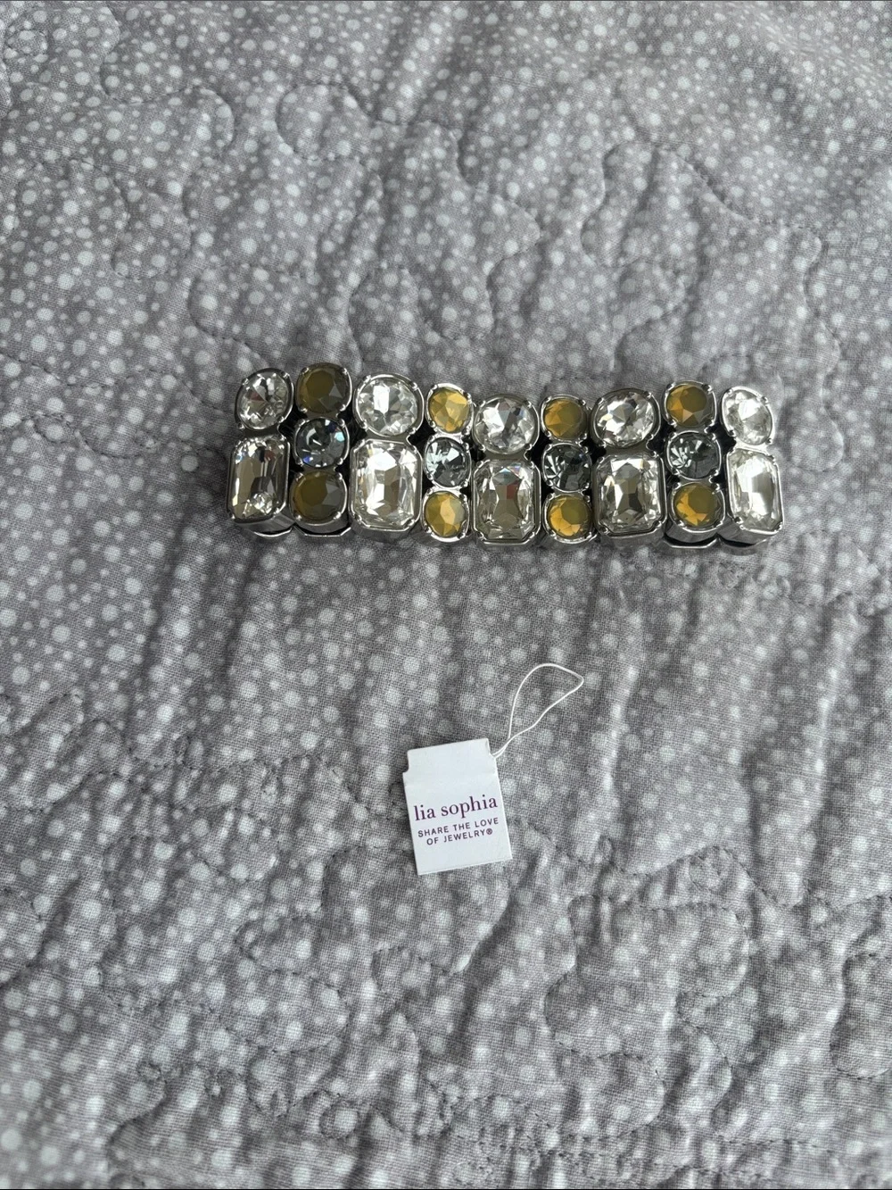Lia Sophia Silver-Tone Bracelet with Clear and Yellow Stones